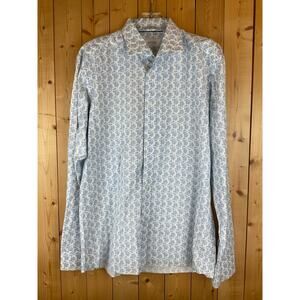 Eton Men's Long Sleeve Slim Fit Button-Up Dress Shirt, White/Blue - **Size XL